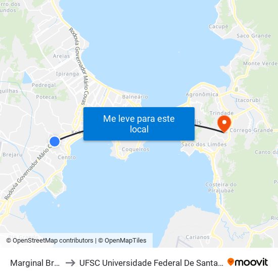 Marginal Br-101 to UFSC Universidade Federal De Santa Catarina map