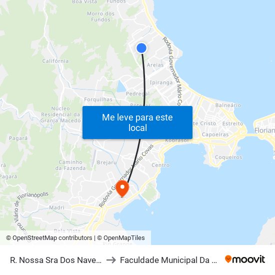 R. Nossa Sra Dos Navegantes to Faculdade Municipal Da Palhoça map
