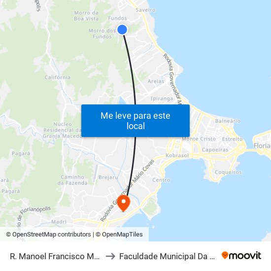 R. Manoel Francisco Machado to Faculdade Municipal Da Palhoça map