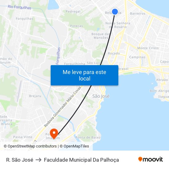 R. São José to Faculdade Municipal Da Palhoça map