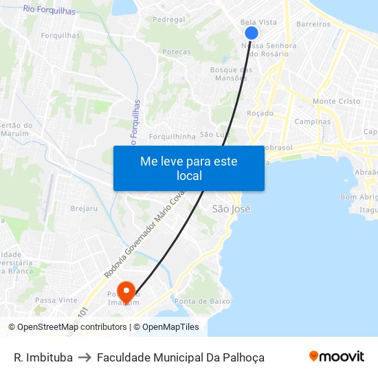 R. Imbituba to Faculdade Municipal Da Palhoça map