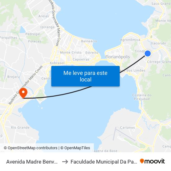 Avenida Madre Benvenuta to Faculdade Municipal Da Palhoça map
