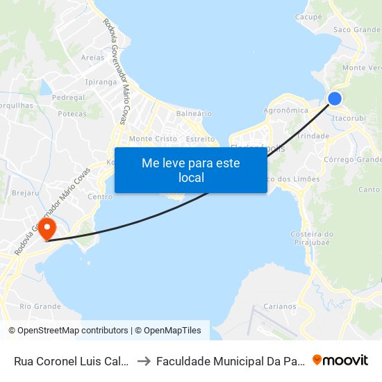 Rua Coronel Luis Caldeira to Faculdade Municipal Da Palhoça map