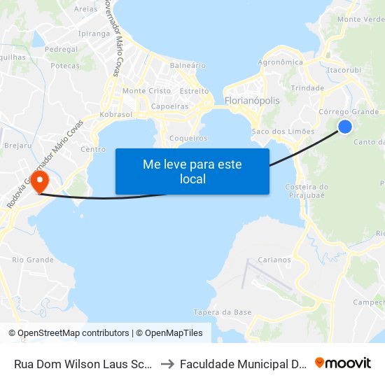 Rua Dom Wilson Laus Schmidt, 374 to Faculdade Municipal Da Palhoça map