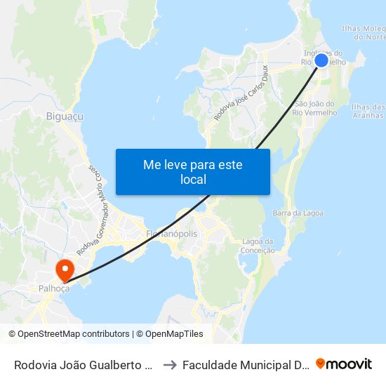 Rodovia João Gualberto Soares, 324 to Faculdade Municipal Da Palhoça map