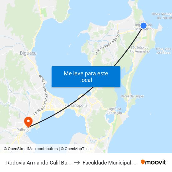 Rodovia Armando Calil Bulos - Sc-403 to Faculdade Municipal Da Palhoça map