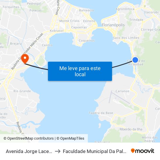 Avenida Jorge Lacerda to Faculdade Municipal Da Palhoça map