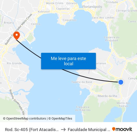 Rod. Sc-405 (Fort Atacadista Campeche) to Faculdade Municipal Da Palhoça map