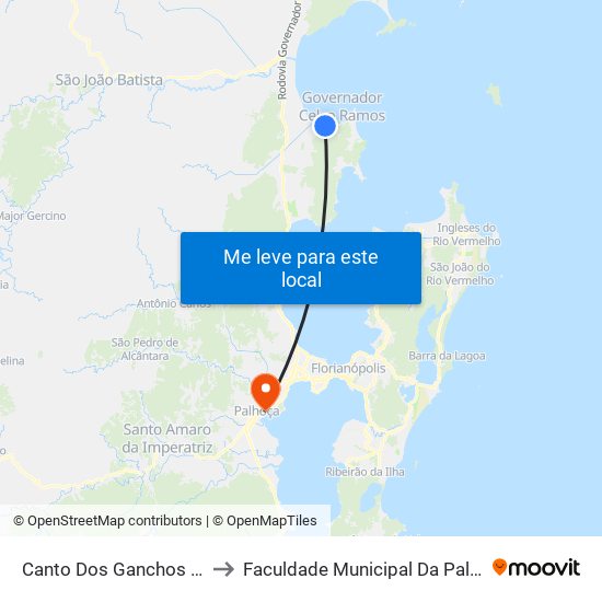 Canto Dos Ganchos (01) to Faculdade Municipal Da Palhoça map