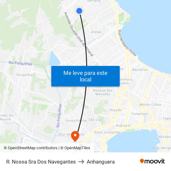 R. Nossa Sra Dos Navegantes to Anhanguera map