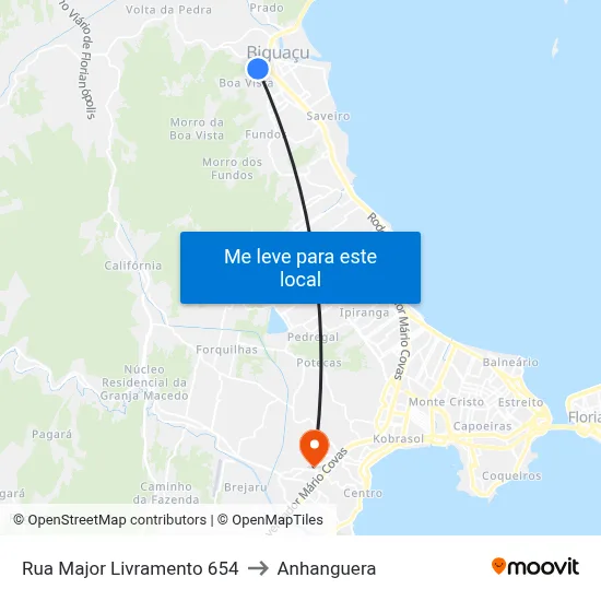 Rua Major Livramento 654 to Anhanguera map