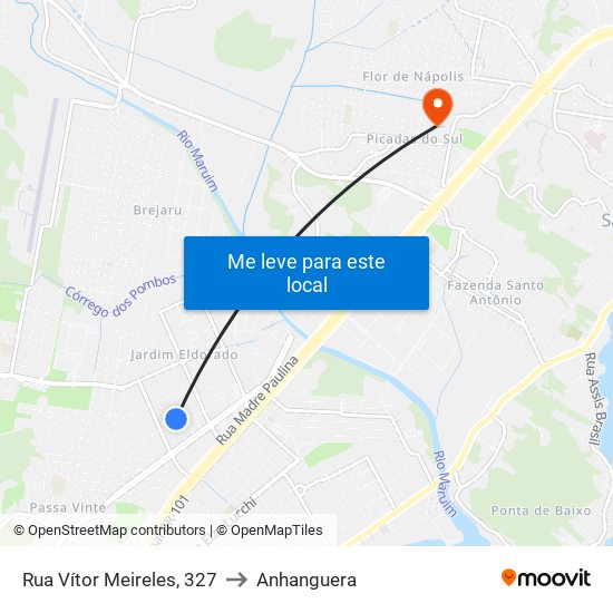Rua Vítor Meireles, 327 to Anhanguera map