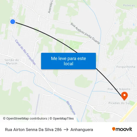 Rua Airton Senna Da Silva 286 to Anhanguera map