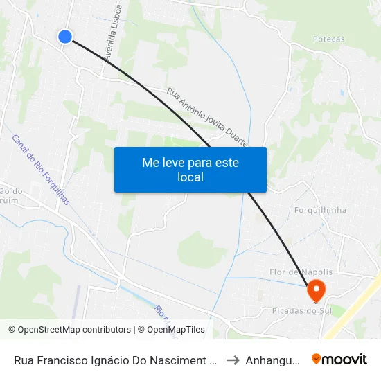 Rua Francisco Ignácio Do Nasciment 144 to Anhanguera map