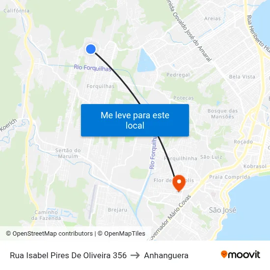 Rua Isabel Pires De Oliveira 356 to Anhanguera map