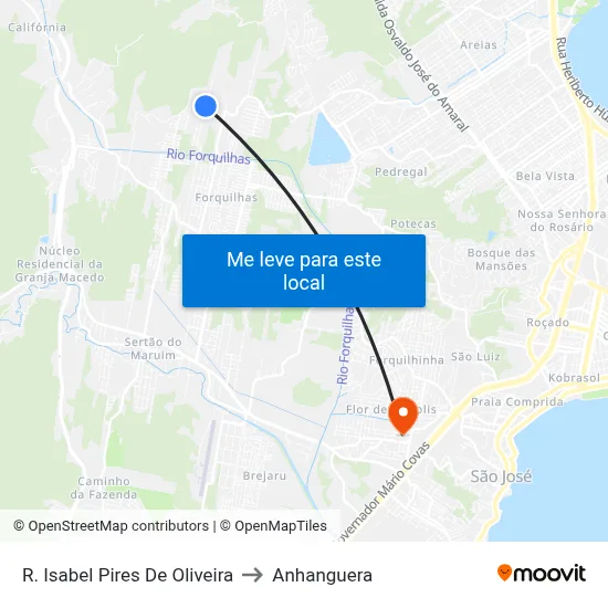 R. Isabel Pires De Oliveira to Anhanguera map