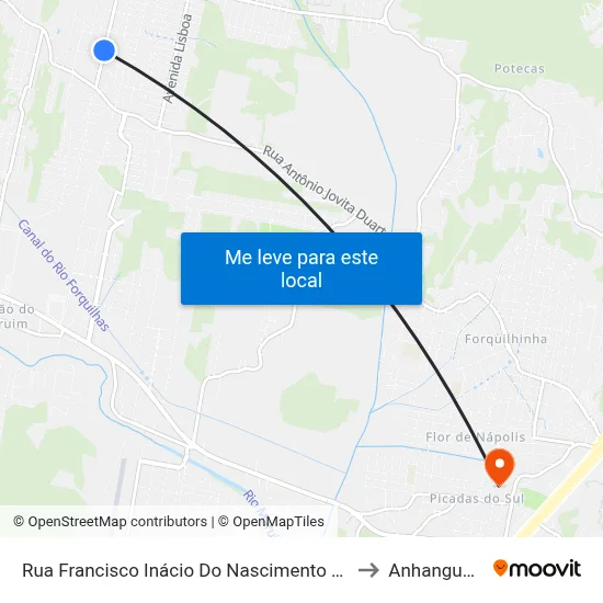 Rua Francisco Inácio Do Nascimento 235 to Anhanguera map