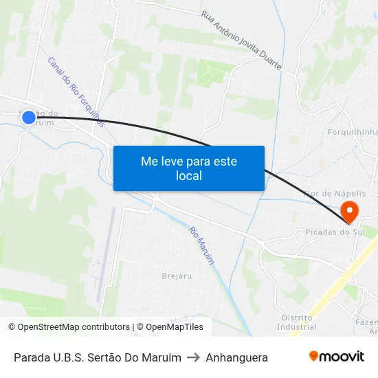 Parada U.B.S. Sertão Do Maruim to Anhanguera map