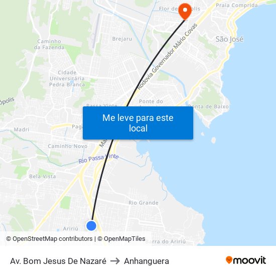 Av. Bom Jesus De Nazaré to Anhanguera map
