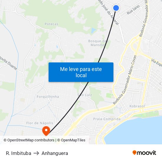 R. Imbituba to Anhanguera map