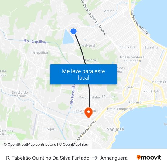 R. Tabelião Quintino Da Silva Furtado to Anhanguera map