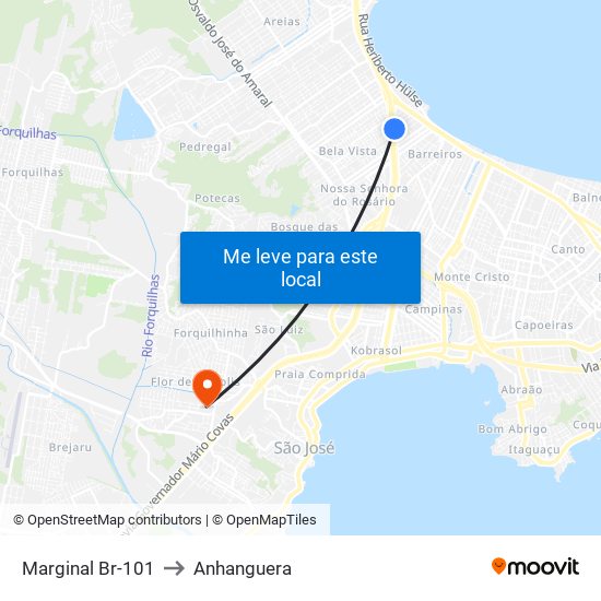 Marginal Br-101 to Anhanguera map