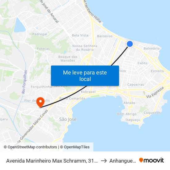 Avenida Marinheiro Max Schramm, 3157 to Anhanguera map