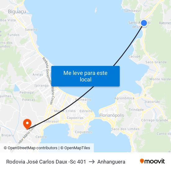 Rodovia José Carlos Daux -Sc 401 to Anhanguera map