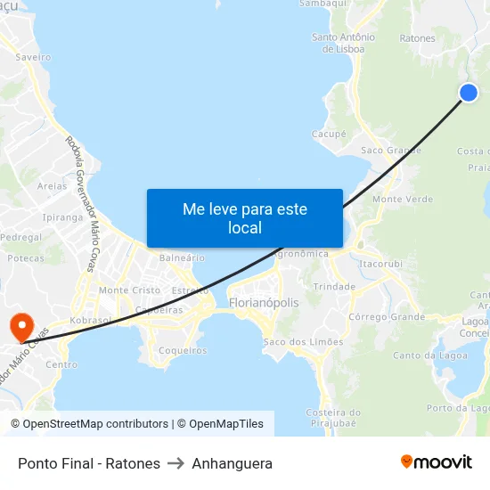 Ponto Final - Ratones to Anhanguera map