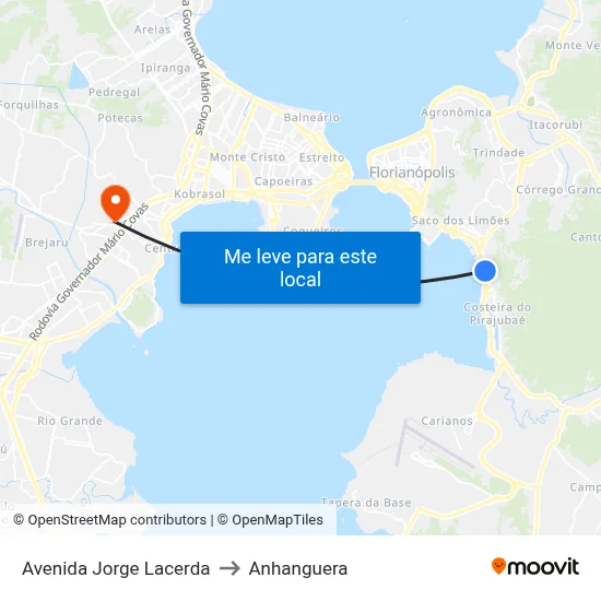 Avenida Jorge Lacerda to Anhanguera map