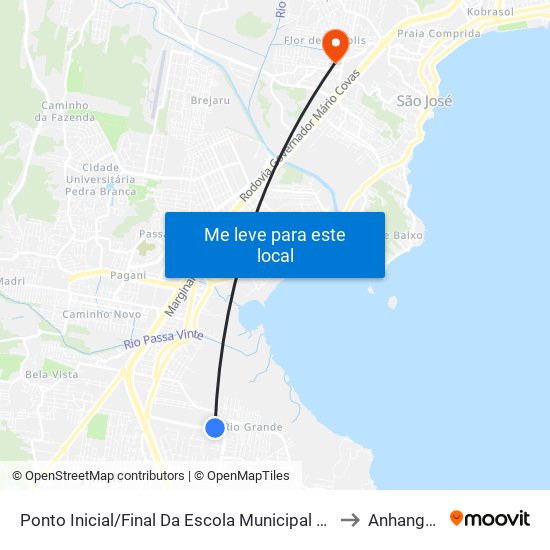 Ponto Inicial/Final Da Escola Municipal De Palhoça to Anhanguera map