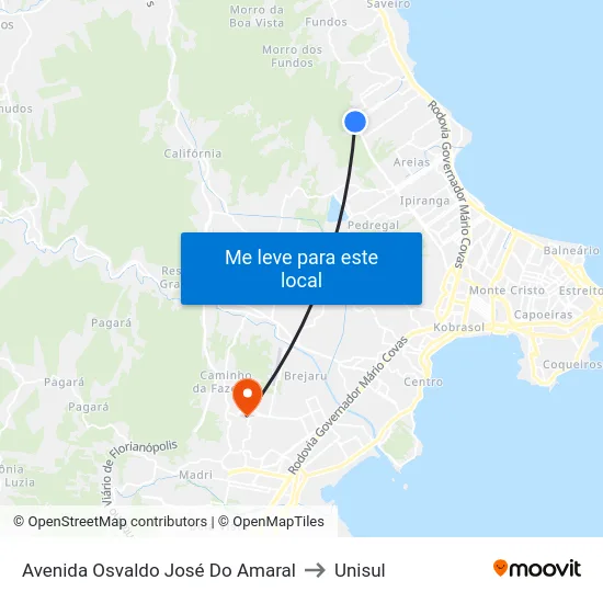 Avenida Osvaldo José Do Amaral to Unisul map