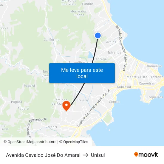 Avenida Osvaldo José Do Amaral to Unisul map