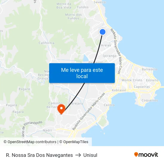 R. Nossa Sra Dos Navegantes to Unisul map