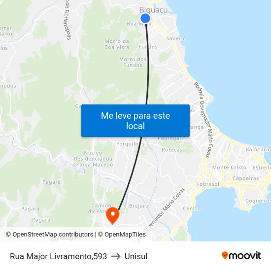 Rua Major Livramento,593 to Unisul map