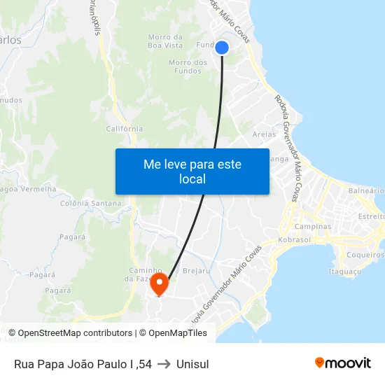 Rua Papa João Paulo I ,54 to Unisul map