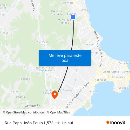 Rua Papa João Paulo I ,573 to Unisul map