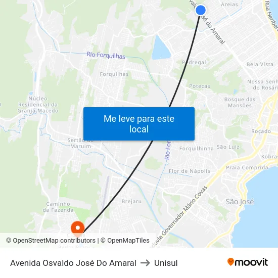 Avenida Osvaldo José Do Amaral to Unisul map