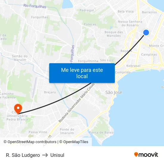 R. São Ludgero to Unisul map
