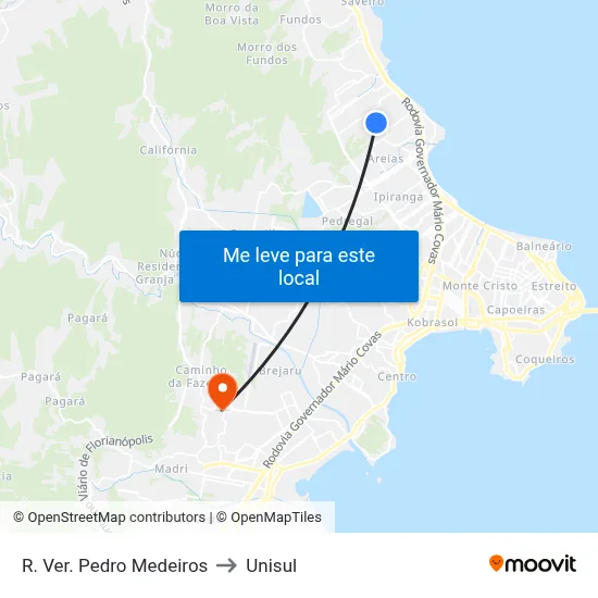 R. Ver. Pedro Medeiros to Unisul map
