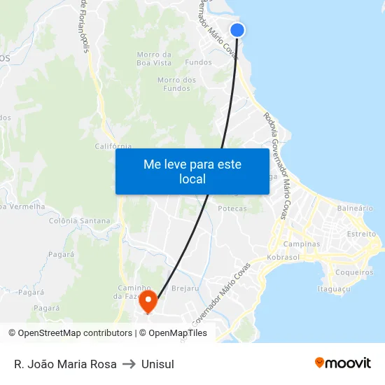 R. João Maria Rosa to Unisul map