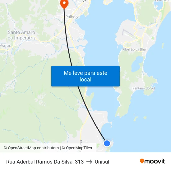 Rua Aderbal Ramos Da Silva, 313 to Unisul map