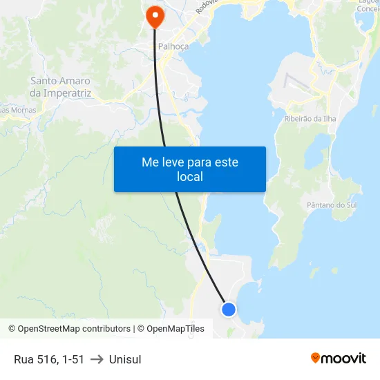 Rua 516, 1-51 to Unisul map