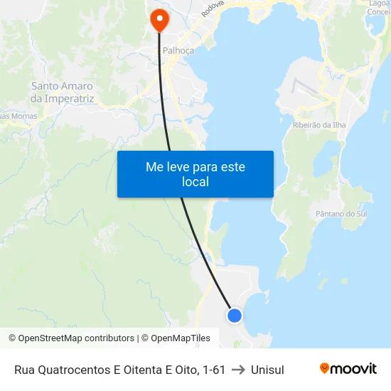 Rua Quatrocentos E Oitenta E Oito, 1-61 to Unisul map