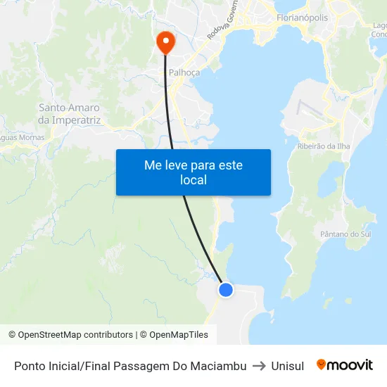 Ponto Inicial/Final Passagem Do Maciambu to Unisul map