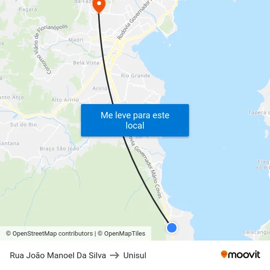 Rua João Manoel Da Silva to Unisul map