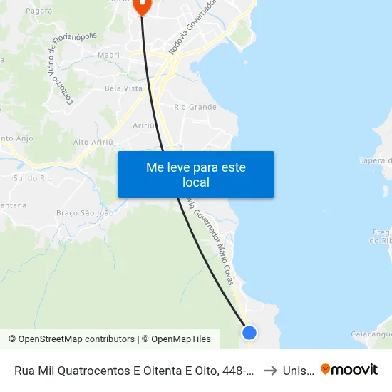 Rua Mil Quatrocentos E Oitenta E Oito, 448-542 to Unisul map