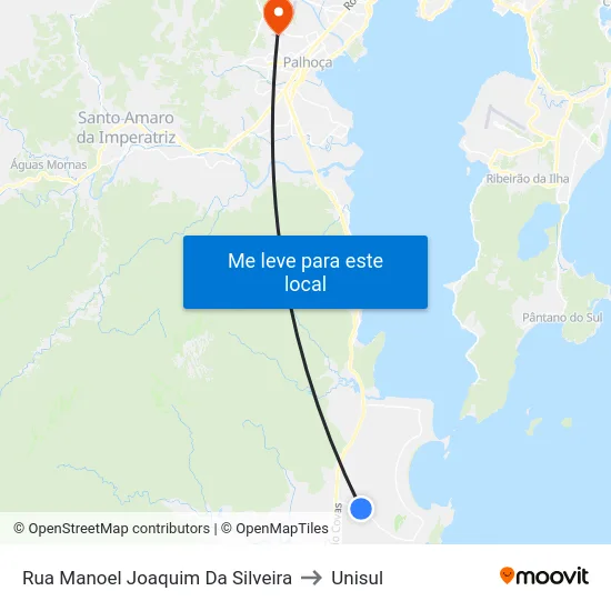 Rua Manoel Joaquim Da Silveira to Unisul map