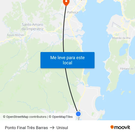 Ponto Final Três Barras to Unisul map
