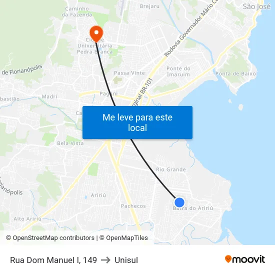 Rua Dom Manuel I, 149 to Unisul map